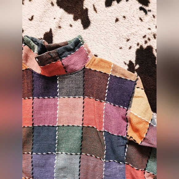 WOMEN'S 80'S/90'S PATCHWORK COWL NECK SWEATER - MULTI - Picture 3 of 5